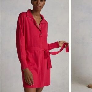 Anthropologie Daily Practice Polo Knit Mini Dress in Hot Pink Size Medium